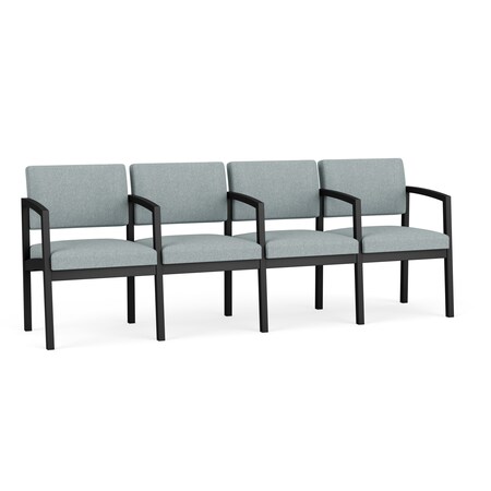 Lesro Lenox Steel 4 Seater with Center Arms, Ash (Blue) Seat, Ash Back, 85.5 W 24.5 L 32 H LS4103